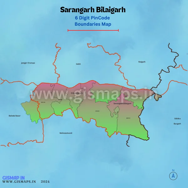 Sarangarh Bilaigarh Pincode Boundaries Map (Chhatisgarh)